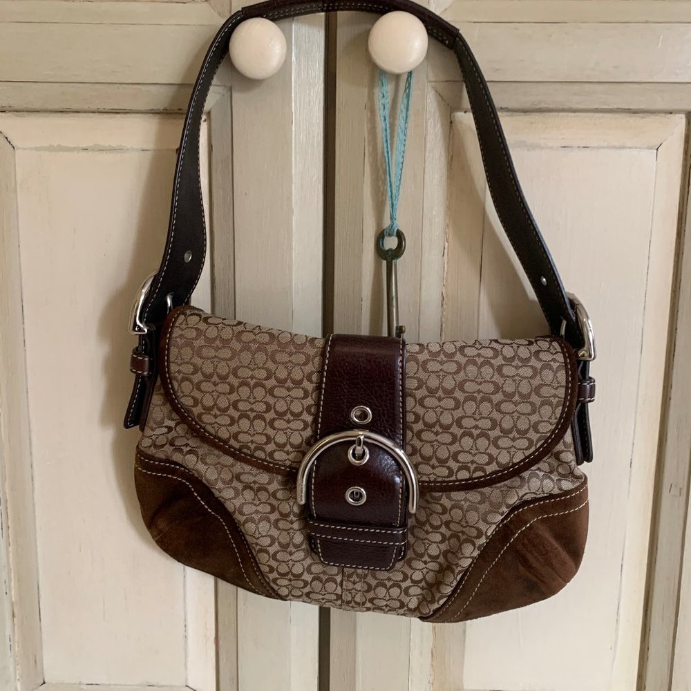 coach signature shoulder bag with buckle